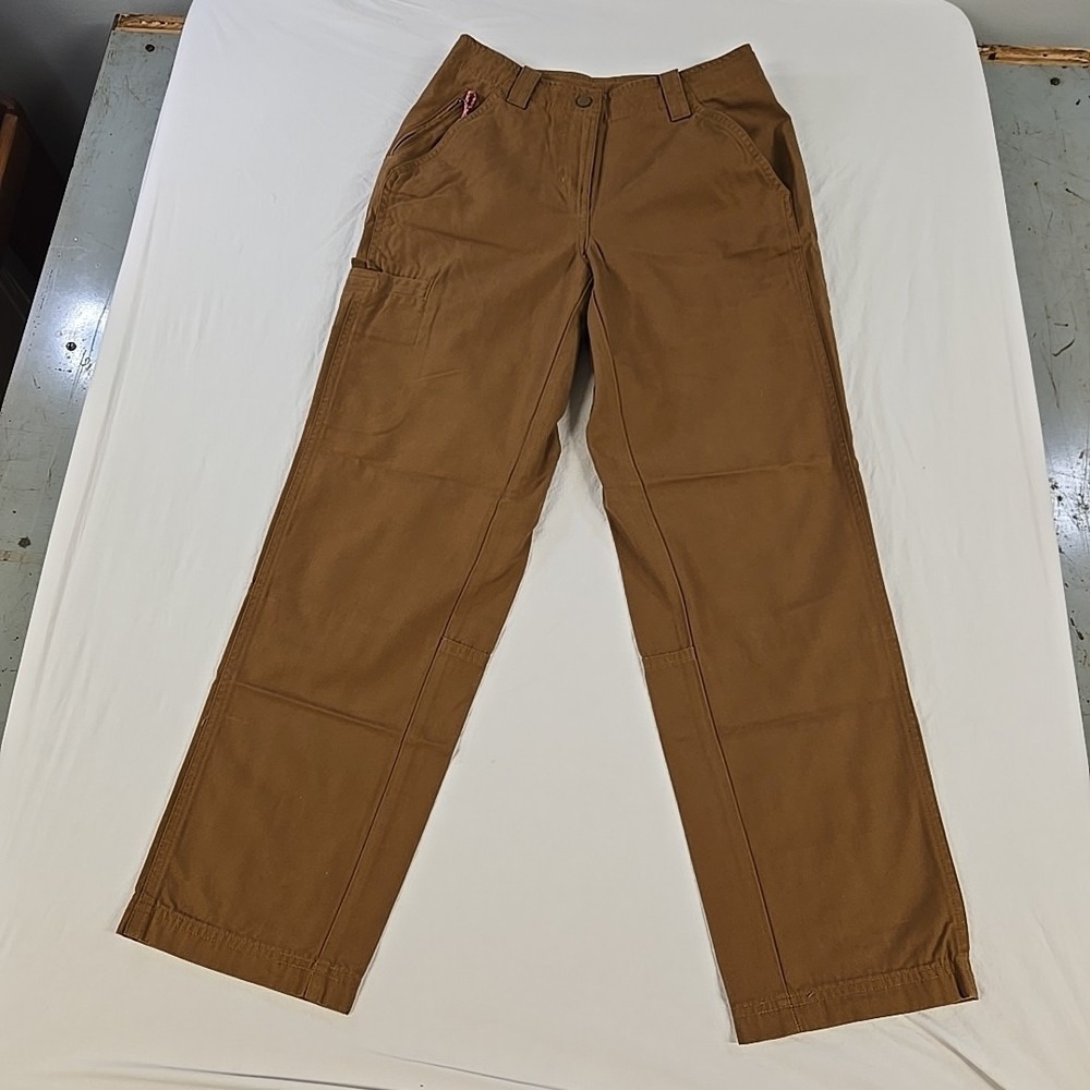LL Bean Womens Canvas Cargo Hiking Pants Size 4 Petite Brown 100% Cotton NWOT